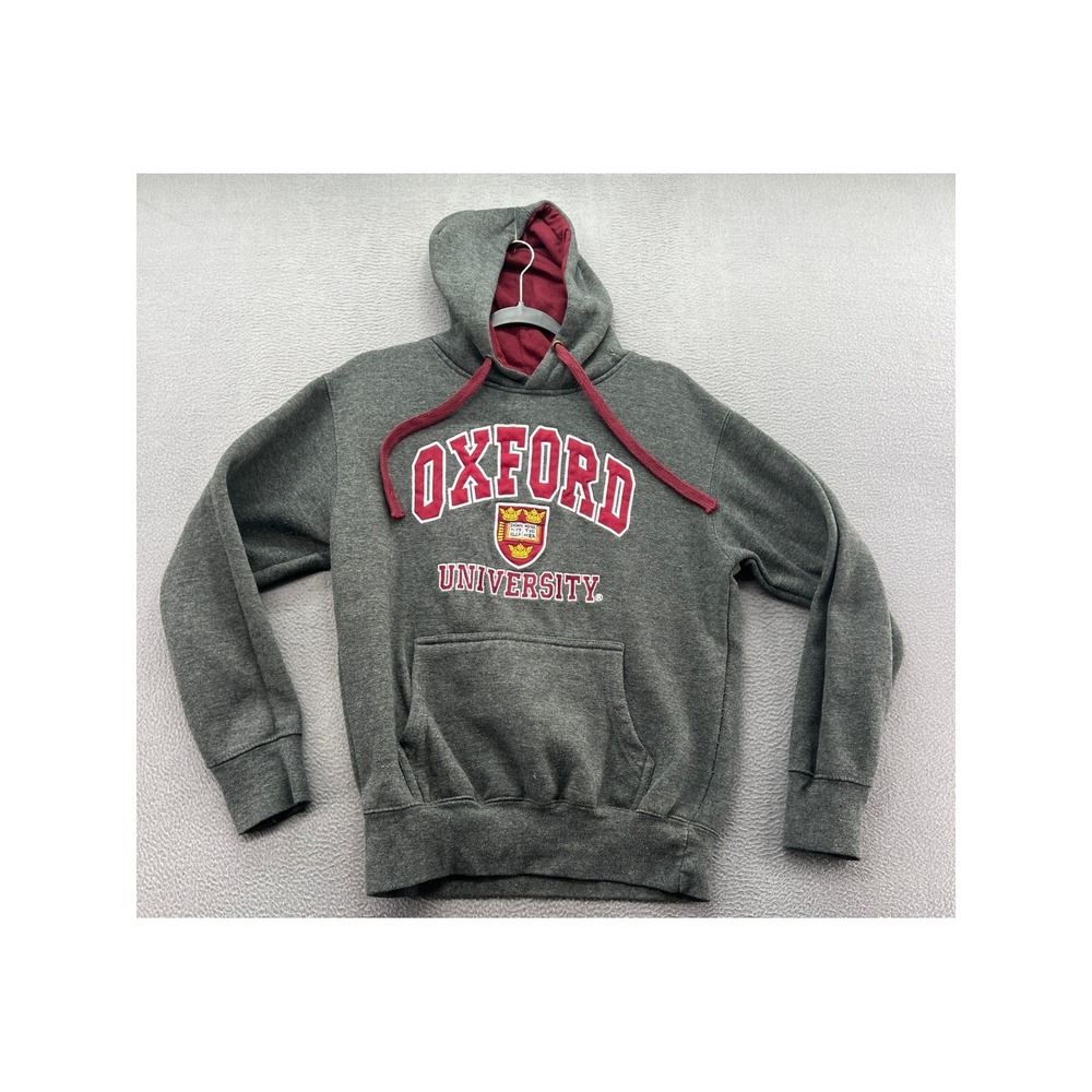 Oxford University Sweatshirt Mens S Hoodie Heather Grey Burgundy Pullover